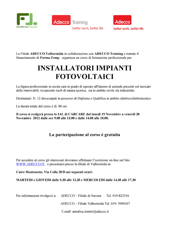 Locandina corso Adecco